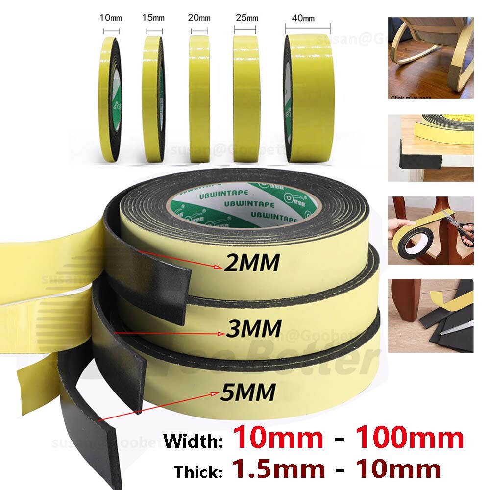 Self Adhesive Backed Foam Sponge Strip Roll Sheet Tape Sticky Seal EVA 10-100mm gallery