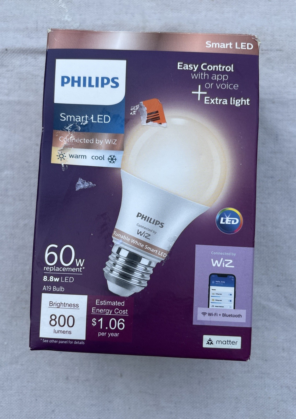 Philips 60-Watts Equivalent Dimmable WiZ Smart Wi-Fi LED Light Bulb gallery