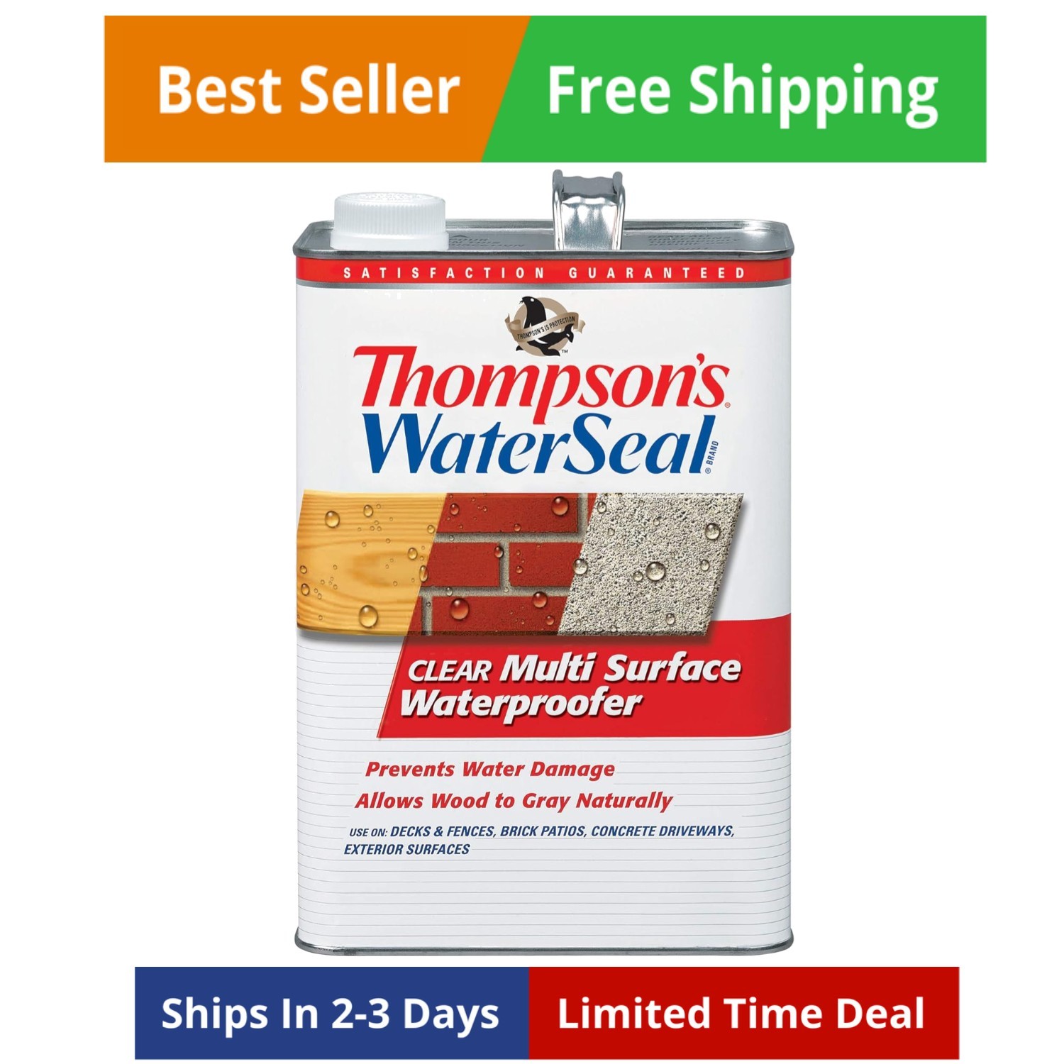 Thompson’s WaterSeal Multi-Surface Waterproofer Stain, Clear, 1 Gallon gallery