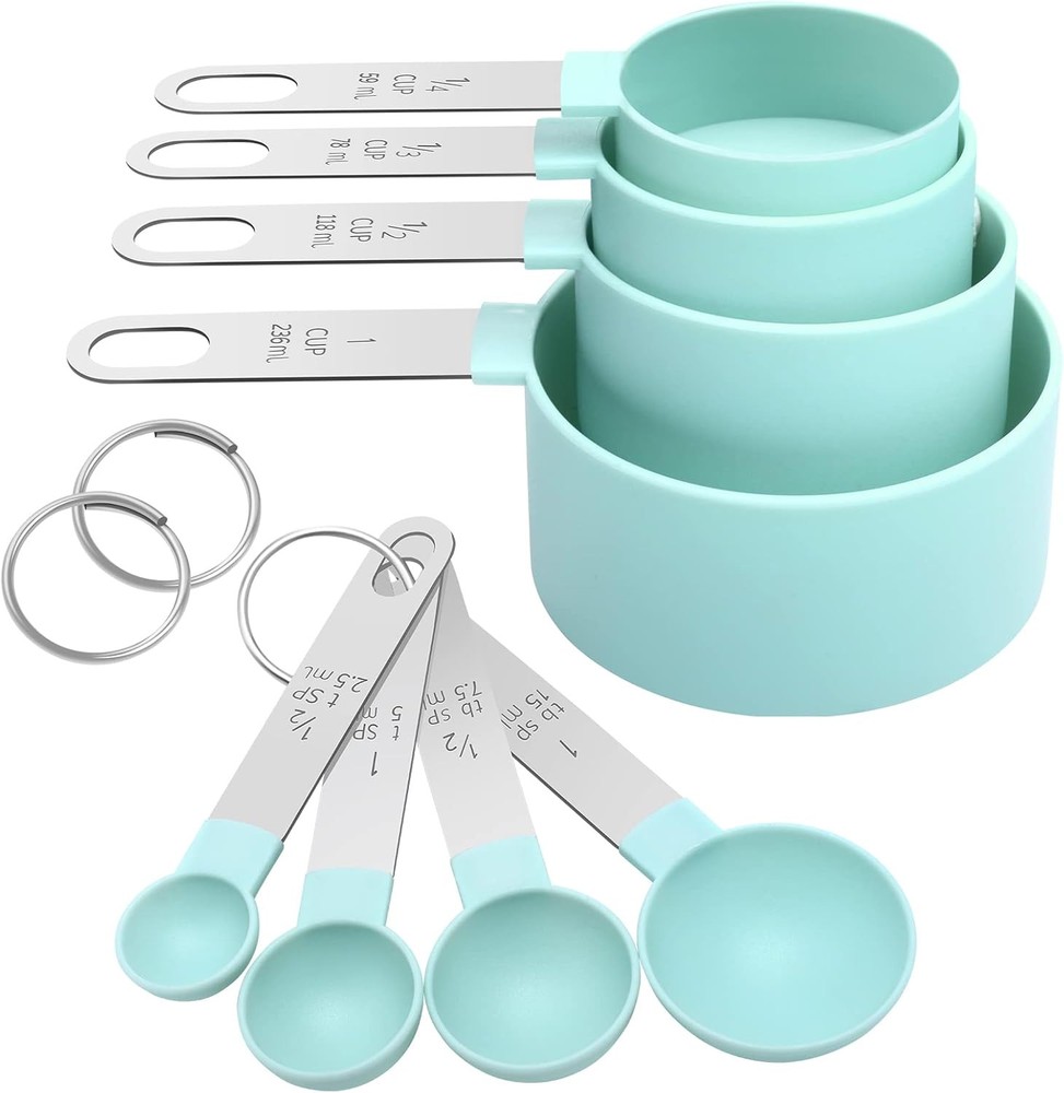 Measuring Cups Set Spoons Set, Nesting Measure 1 Cup, Mint Green