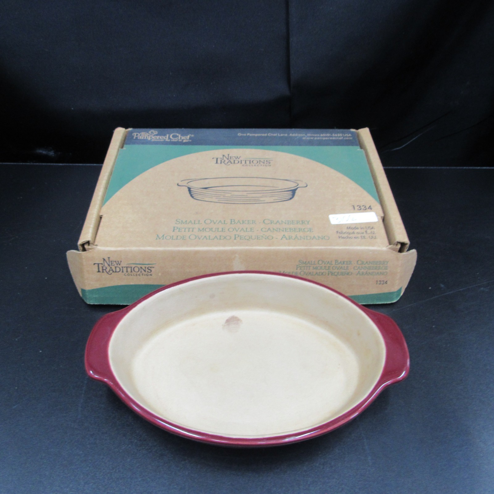 Pampered Chef Small Oval Baker Casserole Cranberry Glazed Stoneware Dish #1334 gallery