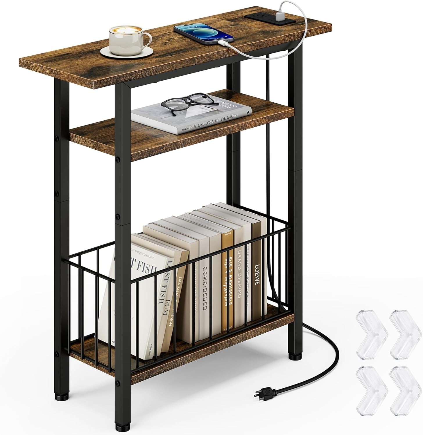 3-Tier Skinny Side End Table for Couch Sofa End Side Tables Slim Nightstand gallery