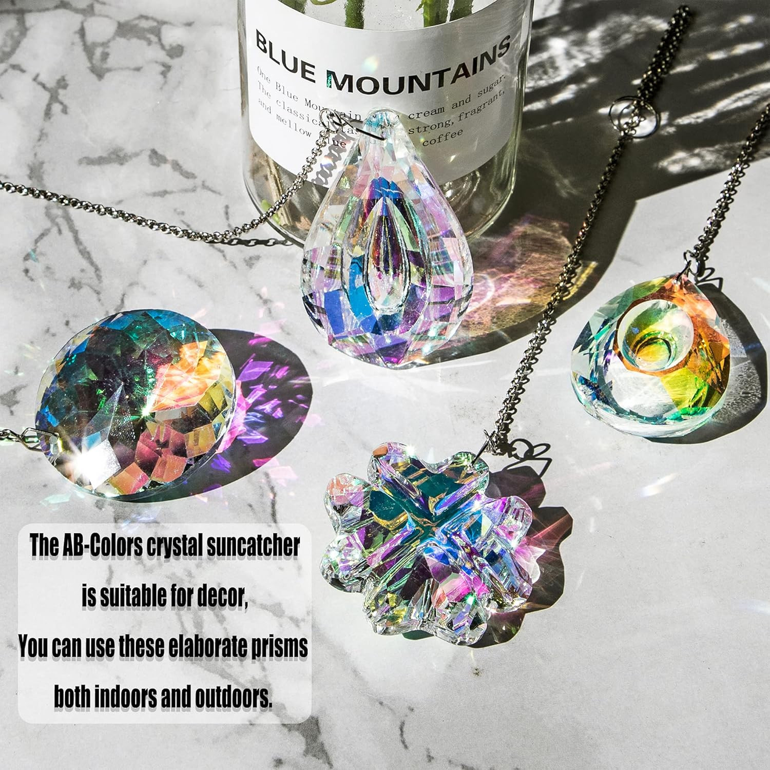 HDCRYSTALGIFTS 4Pcs Crystal Suncatchers for Window Hanging Sun Catchers Indoor R gallery