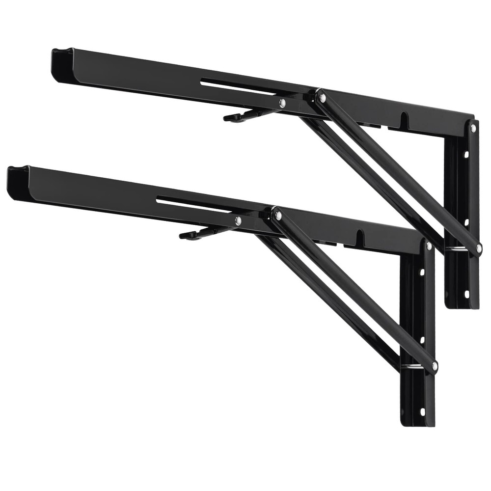 2 Pack 20" Black Folding Shelf Brackets Heavy Duty 330lb DIY L Bracket