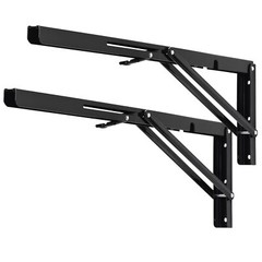 2 Pack 20″ Black Folding Shelf Brackets Heavy Duty 330lb DIY L Bracket