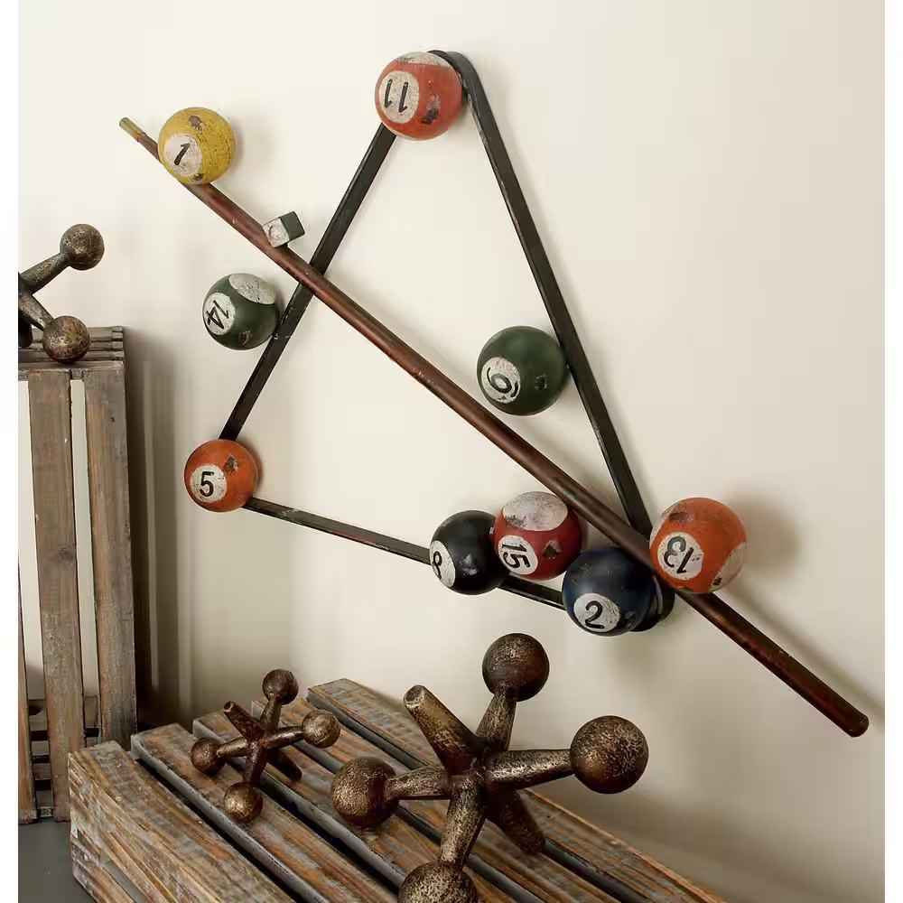 3 In. X 15 In. Metal Multi Colored Pool Games Wall Decor gallery