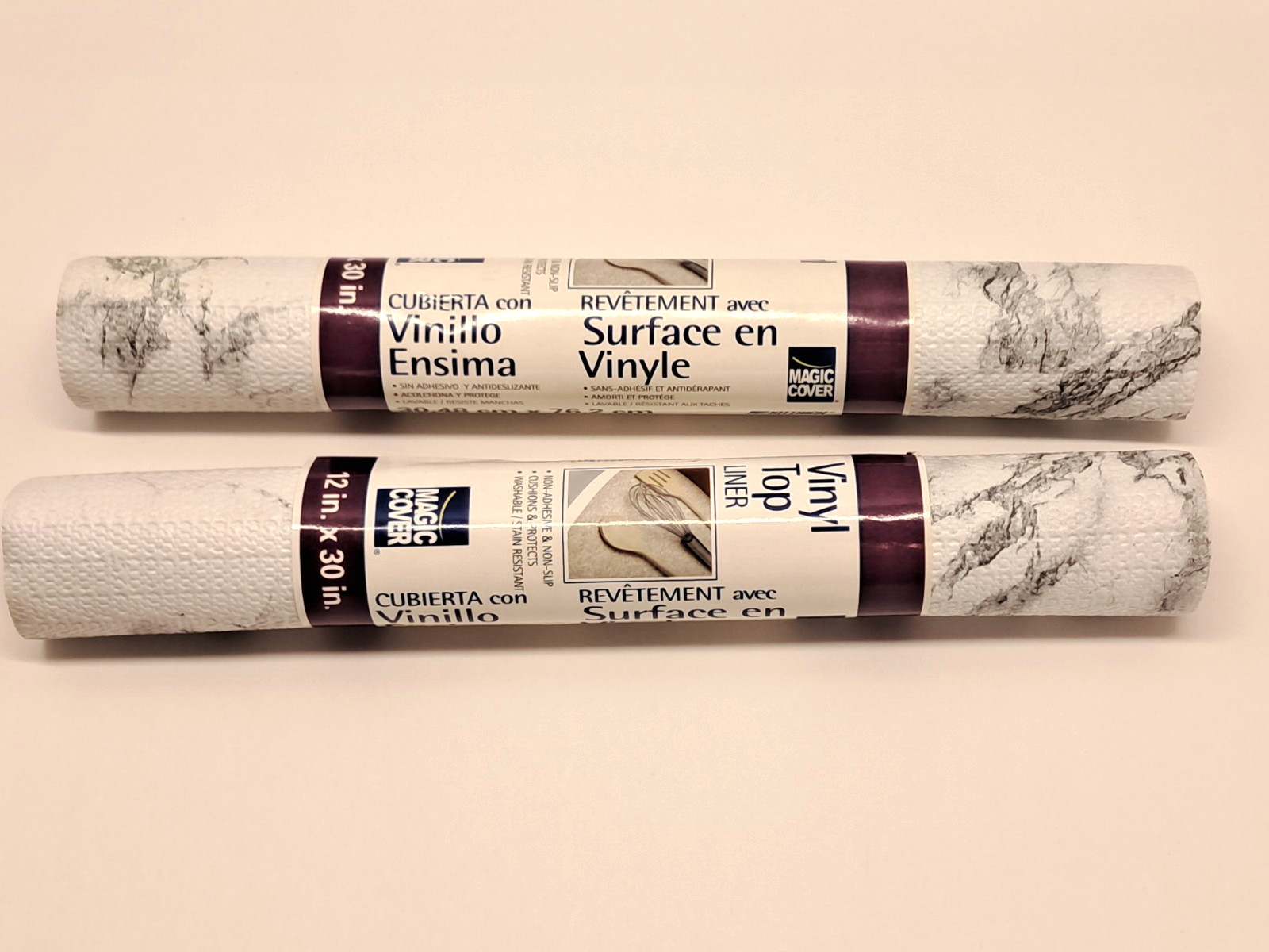 Magic Cover Vinyl Non-Adhesive Shelf Liner 2 Rolls 12"x30" each Gray Marble gallery