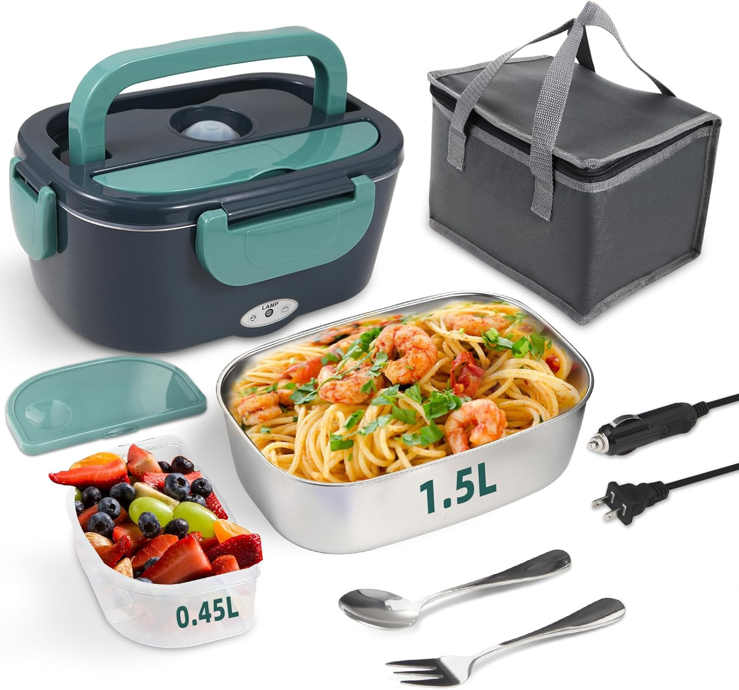 Electric Lunch Box Heater 80W Portable Food Warmer Car Truck 12V/24V/110V Steel gallery