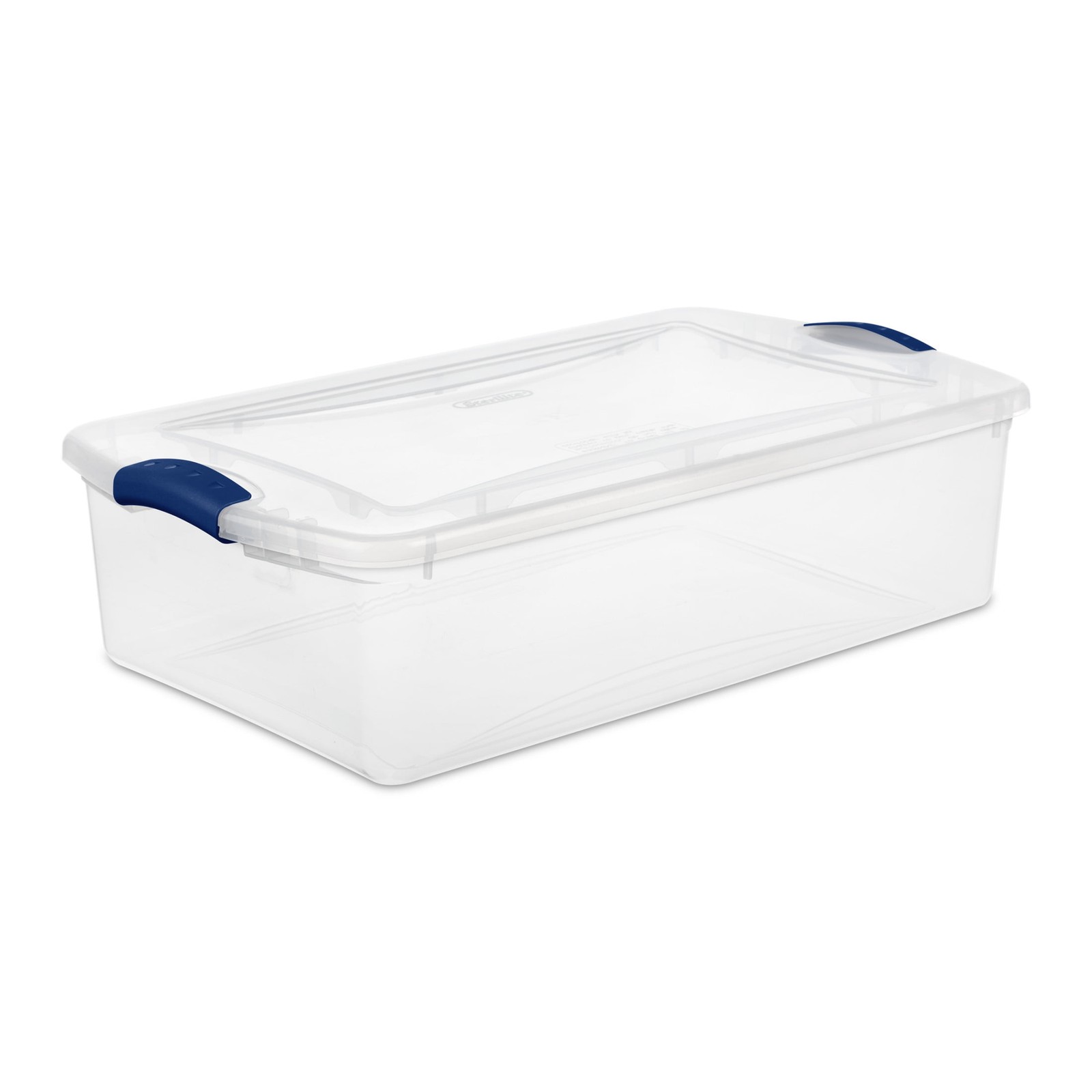 32 Quart Clear Storage Bin, Latching Lid Container, Blue gallery