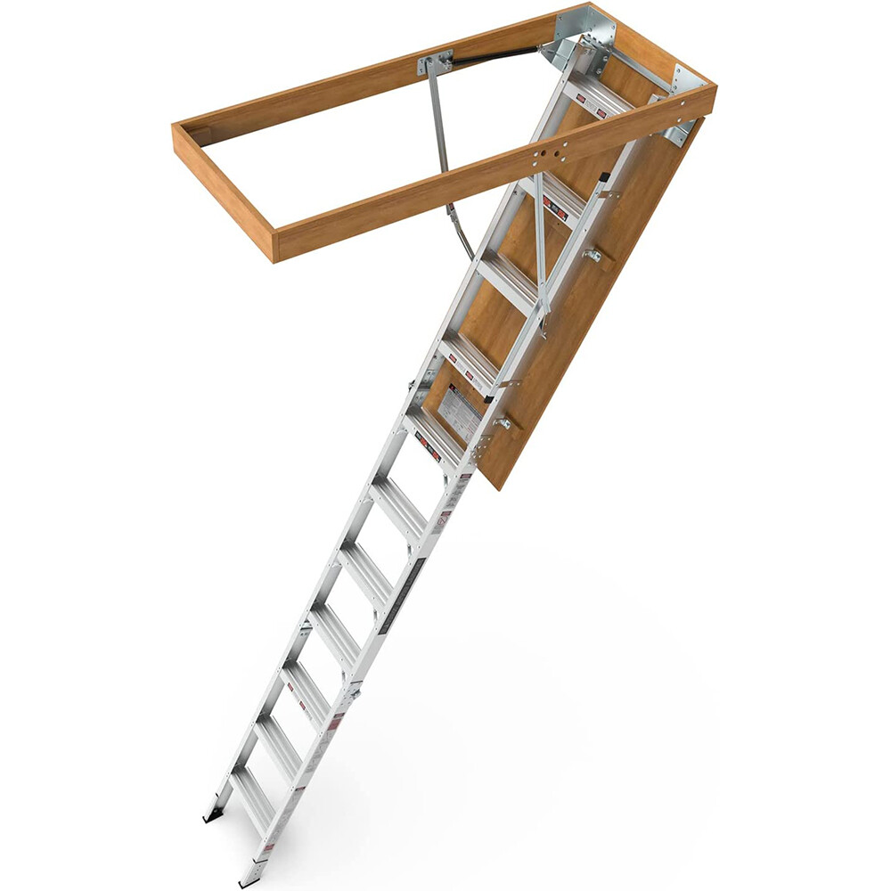 Portable Retractable Aluminum Attic Ladder 7'8"-10'3" Height Folding Loft Stairs gallery