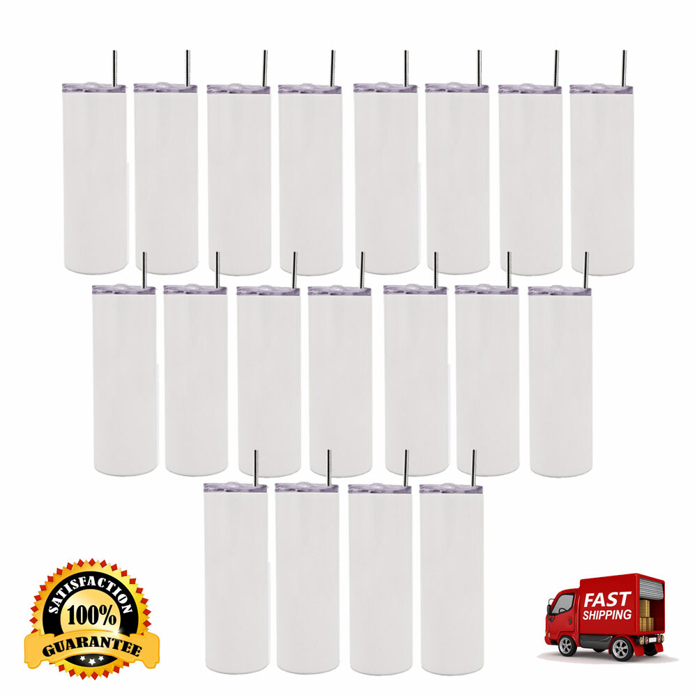 50pcs 20oz Taperless Sublimation Skinny Tumbler Insulated Cups Lid and Straw gallery