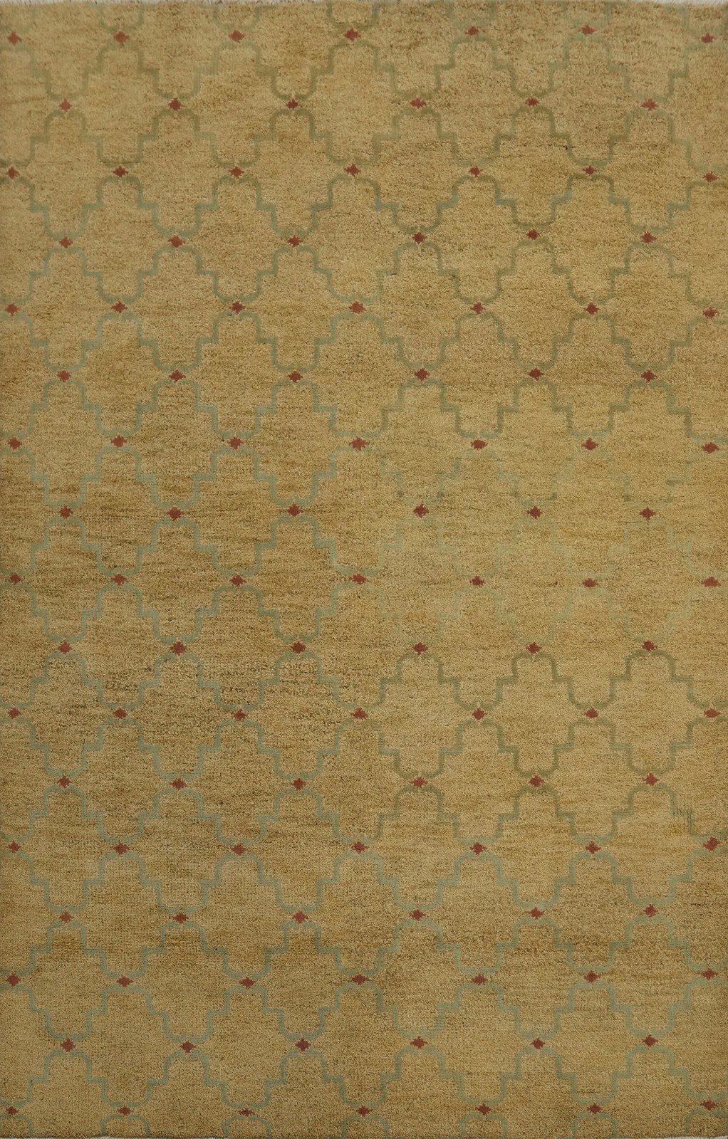 All-Over Trellis Moroccan Gold/ Green Oriental Rug Wool Hand-knotted Carpet 5x8 gallery