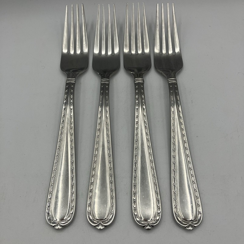 Lot (4) HAMPTON Silversmiths NOBILITY Stainless 8-1/8" Dinner Forks Fork Set gallery