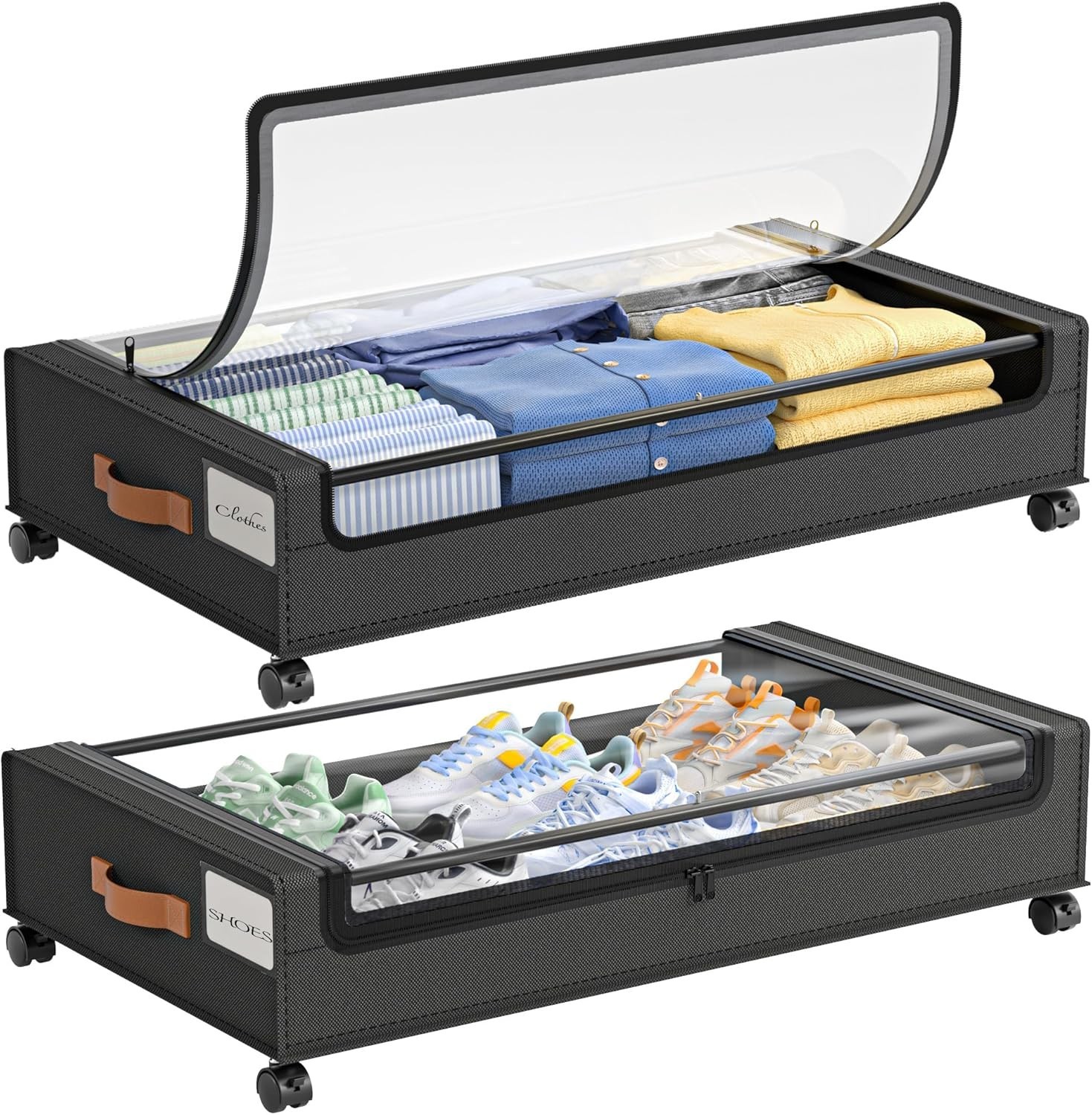 Under Bed Storage W/ Wheels 2 Pack Under Bed Storage Containers W/ Clear Lid XXL gallery