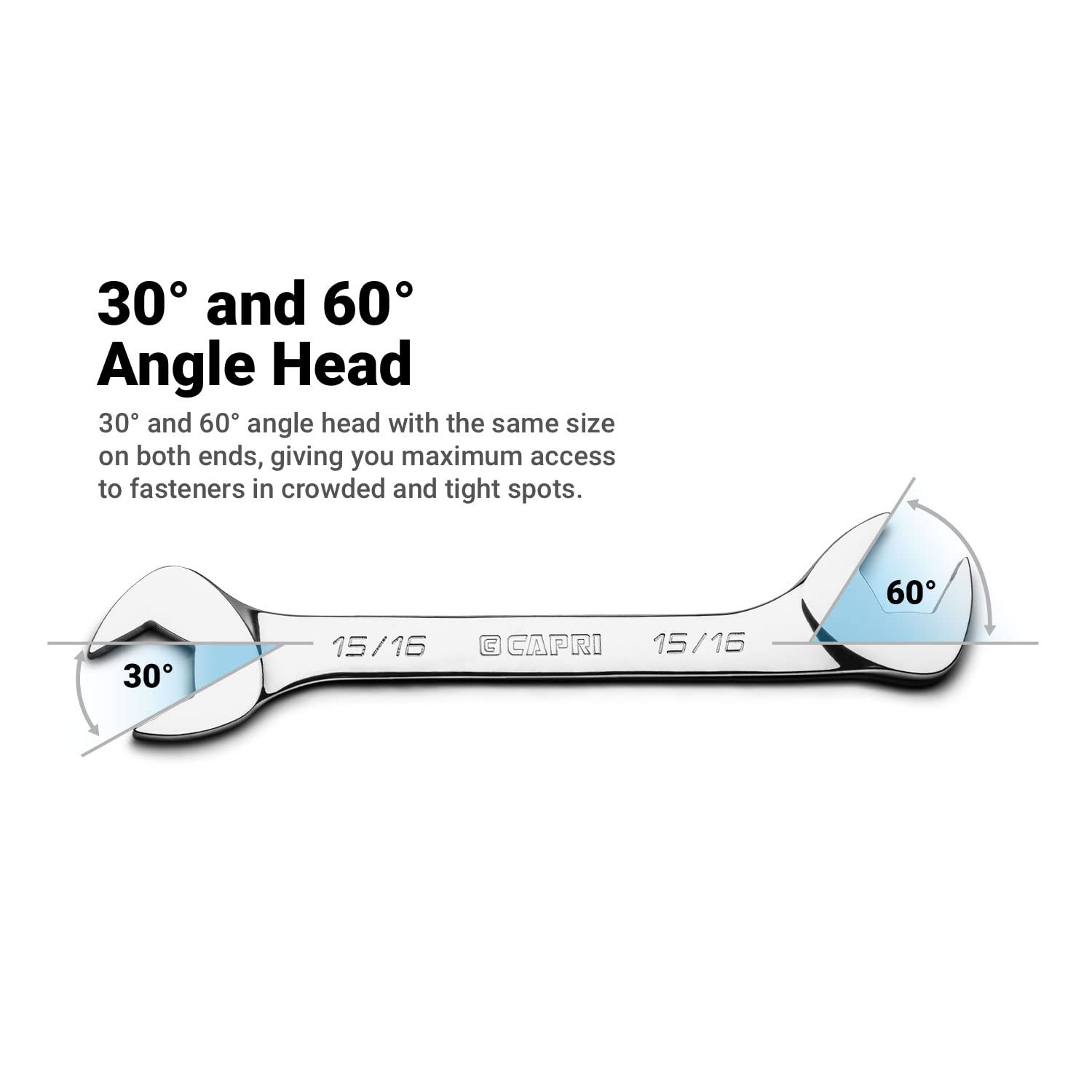7/8 in. Angle Open End Wrench, 30° and 60° angles, SAE gallery