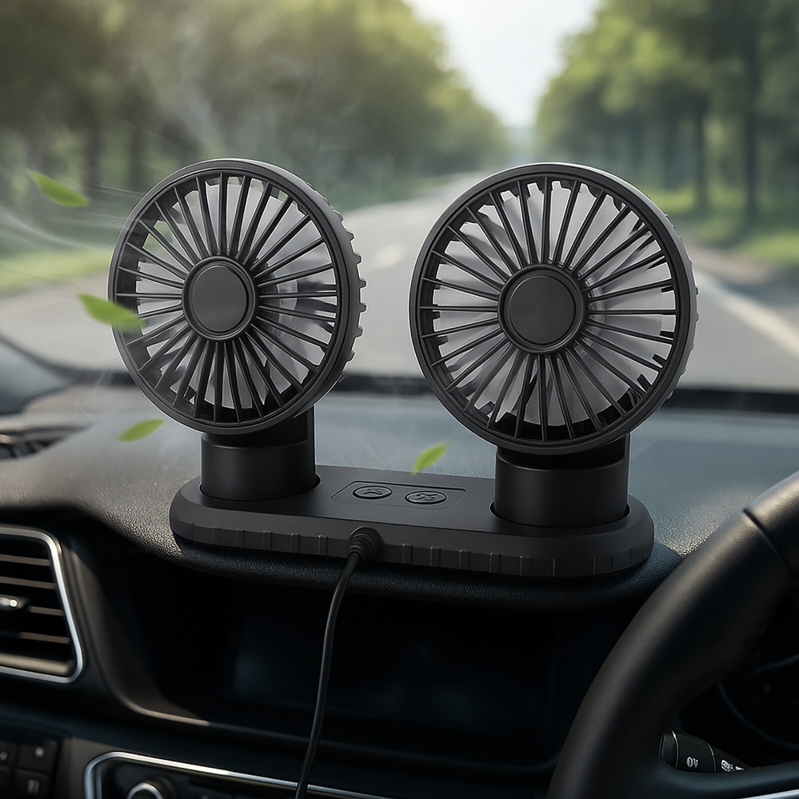 USB Powered Dual Fan – Rotating Heads, Ideal for Work or Travel gallery