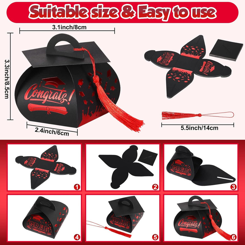 30 Graduation Cap Gift Boxes with Tassel for Class of 2026 Party Favors gallery