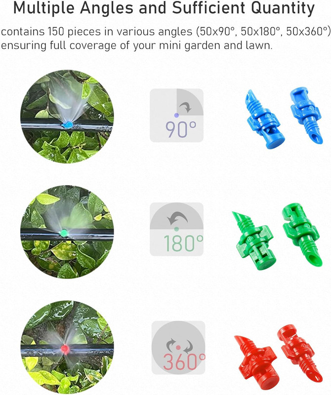 150 Pcs Micro Sprayer Refraction 90/180/360 Degree Automizing Sprinkler Nozzle I gallery