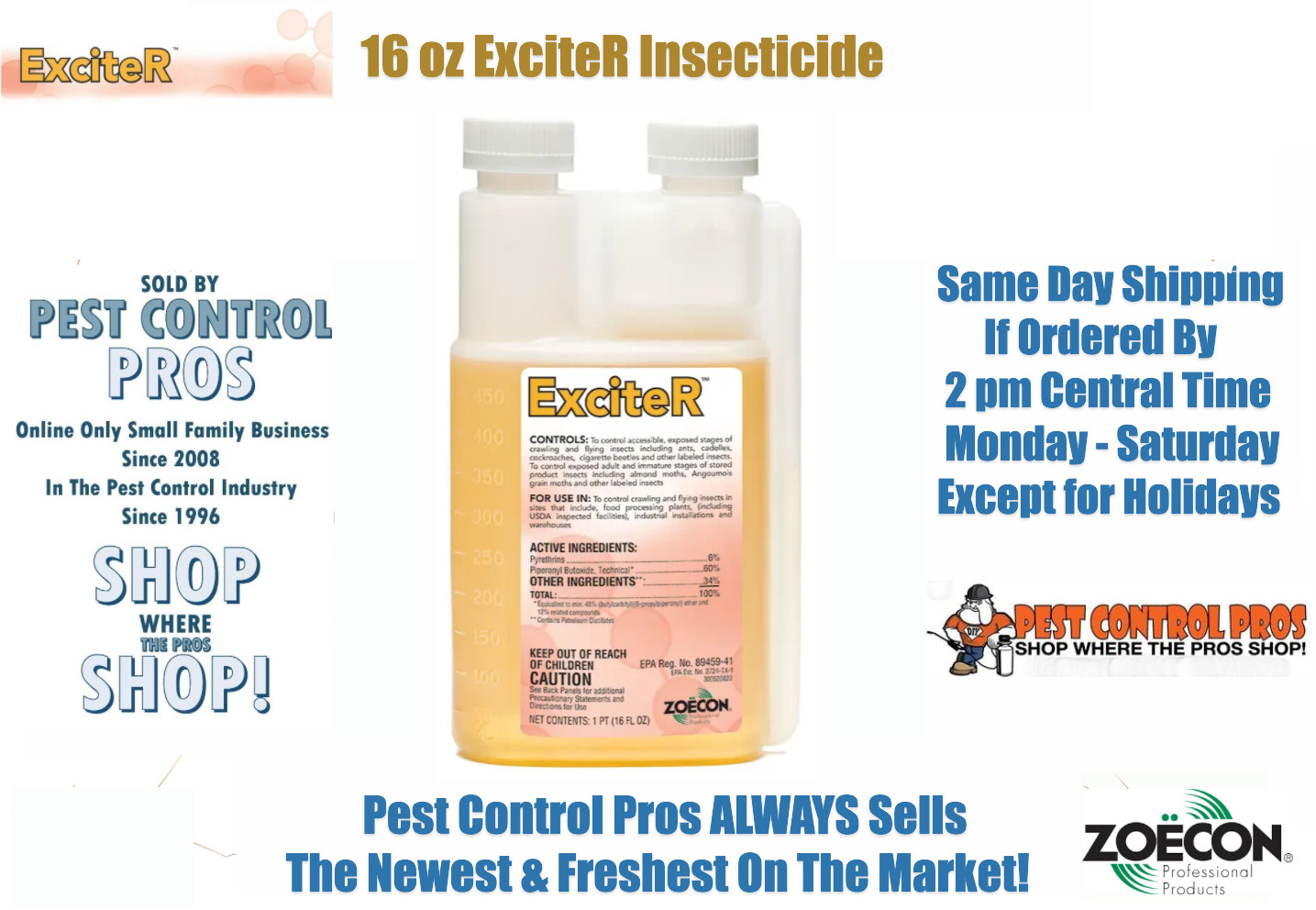 16 oz ExciteR Pest Control Insecticide Mosquitoes Flies Fleas Ticks Ants Insects gallery