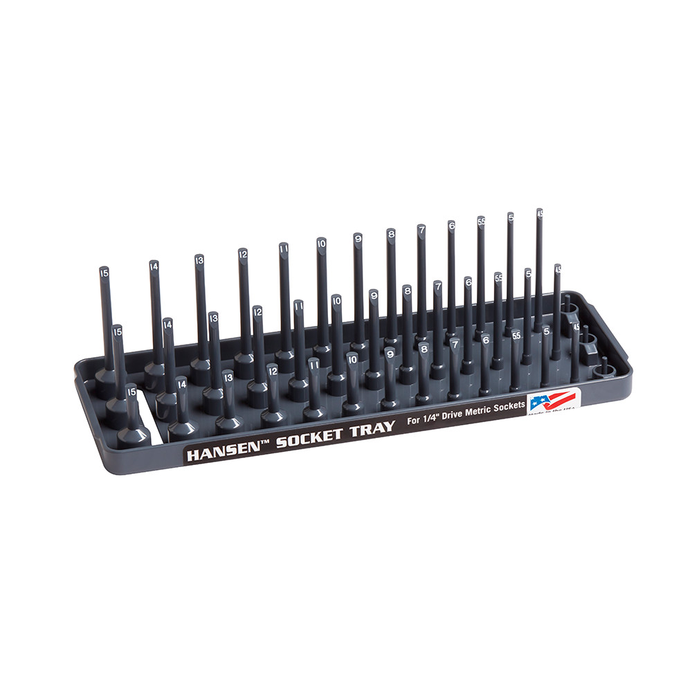 Hansen 1/4" Socket Tray Organizer Holder 3 Row Metric MM Shallow, Semi, Deep USA gallery