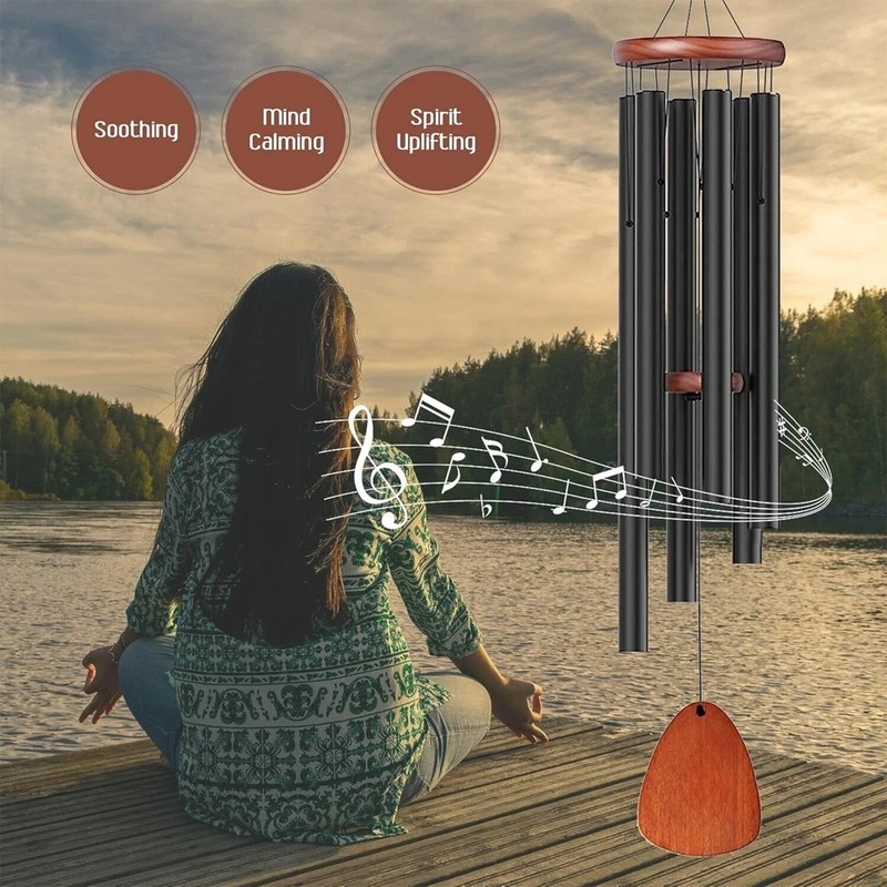 32" Wind Chimes Large Deep Tone Chapel Bells 6 Tubes Outdoor Garden Home Decor gallery