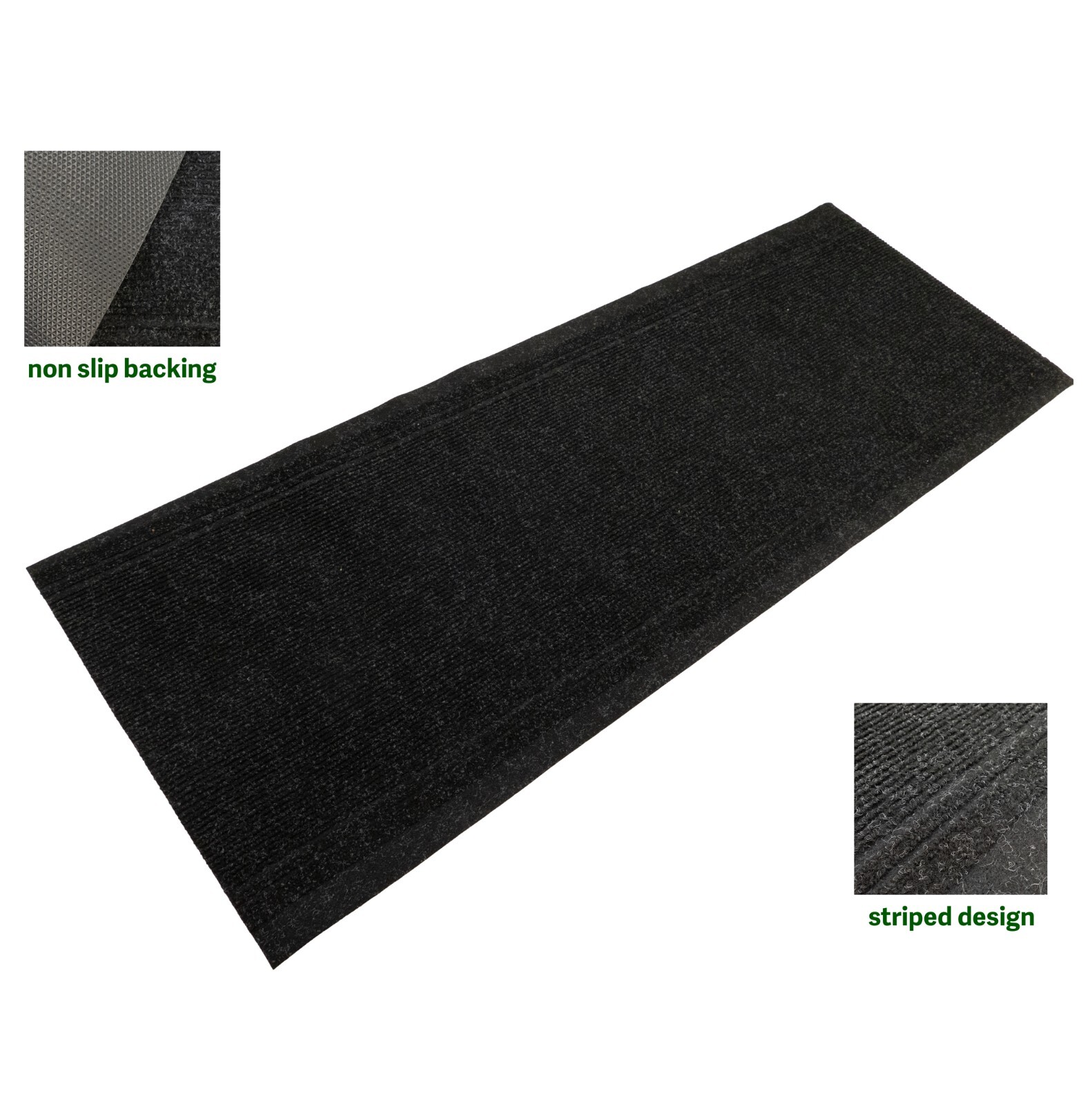 Rug Light Weight Non Slip Black Color for Outdoor 26" / 36" Wide gallery