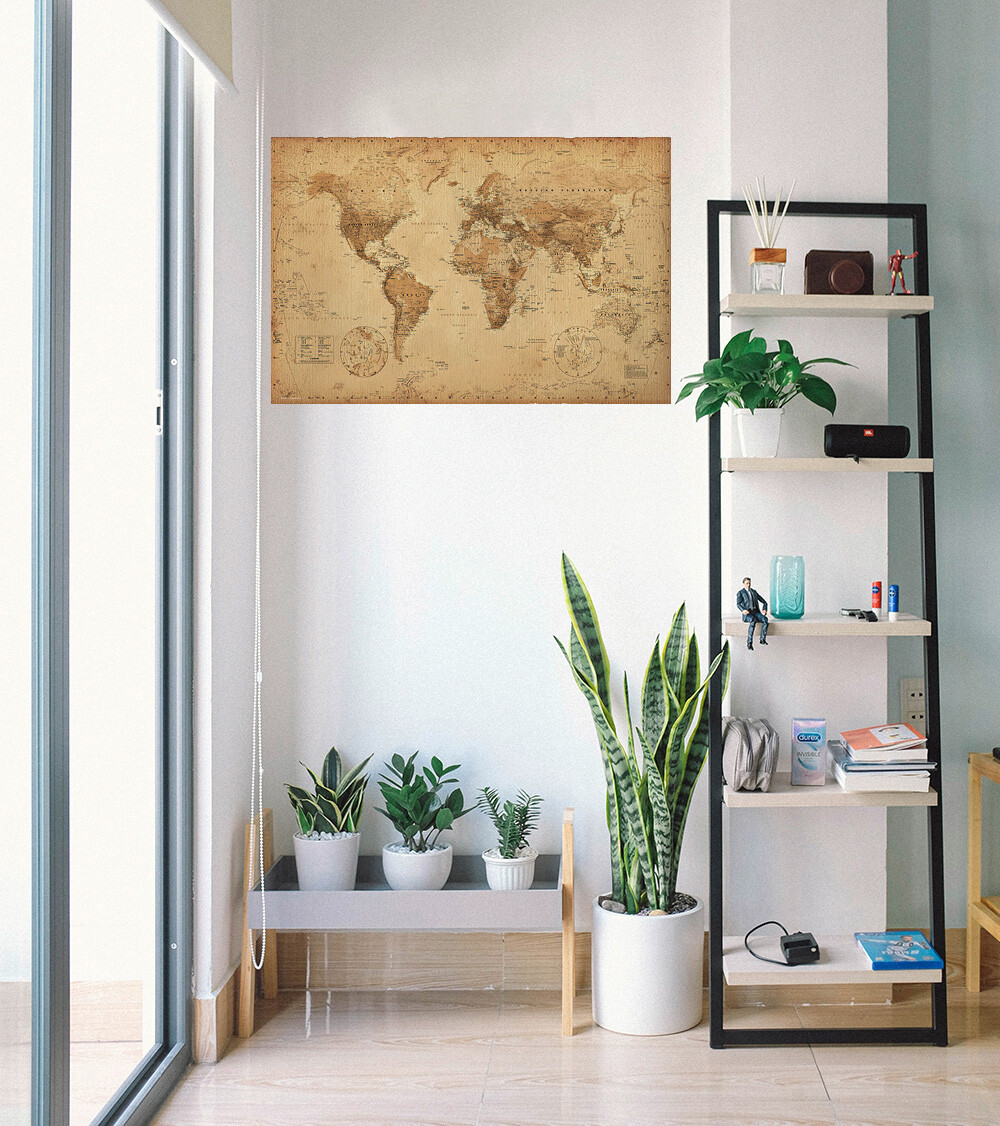 Antique Style World Map - Poster / Print (Size: 36" X 24") (Sepia / Brown) gallery