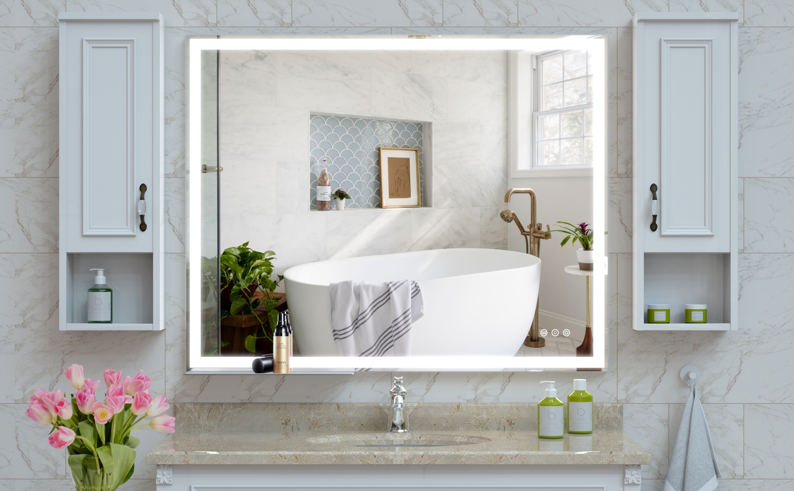 32"x40"LED Wall Mounted Bathroom Vanity Mirror With Lights Anti Fog Touch Switch gallery