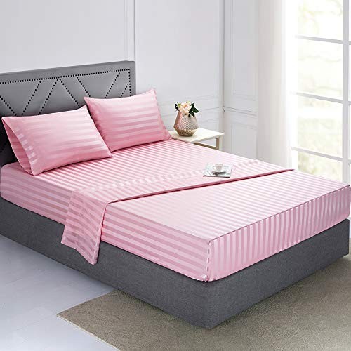 Satin-Silk Sheets Queen Size Bed Set, Pink Soft Cooling Deep Pocket Queen gallery