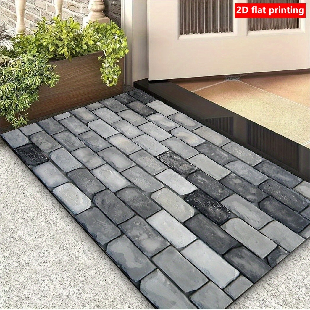 Stone Pattern Non Slip Welcome Door Mat 2D Flat Printed Modern Indoors Mat❀ gallery