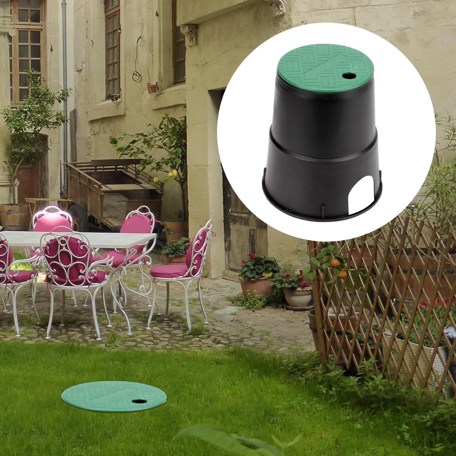 2PK 6" 5.5ID Valve Round Box Cover Lid Outdoor Green Sprinkler System Irrigation gallery