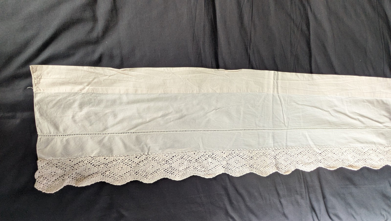 Essential Home Linen Valance Curtain Cream Ivory with Crocheted Edge 14x 57 gallery