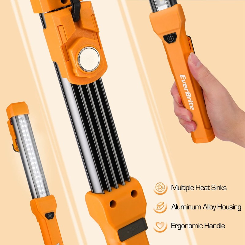 EverBrite 2-PACK 1000LM LED Work Light Rechargeable Work Light 4 Lighting Modes gallery