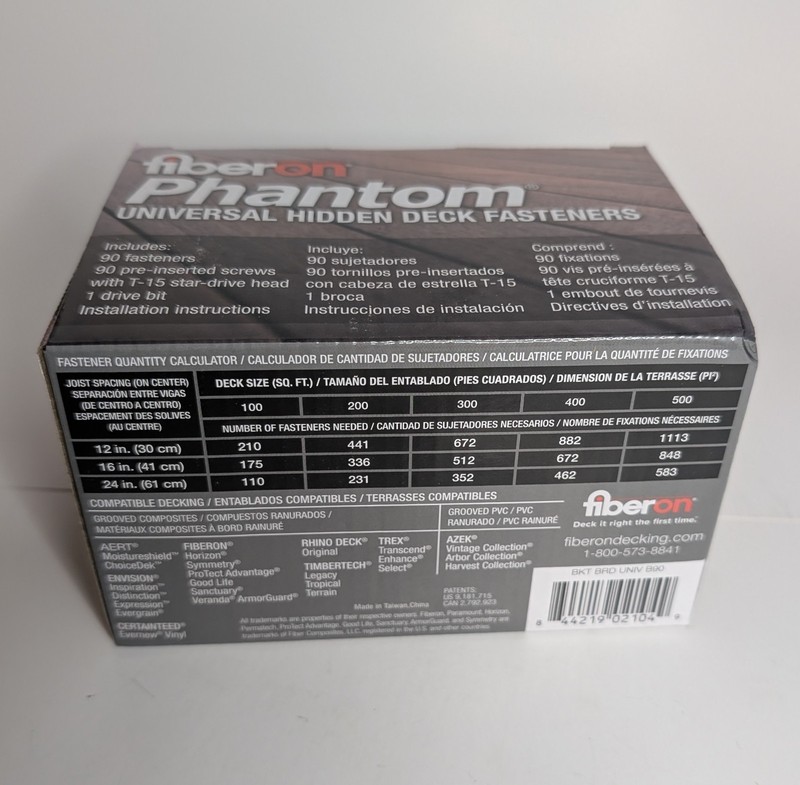 Fiberon Phantom Universal Hidden Deck Fasteners with Pre-Inserted Screws, Black gallery