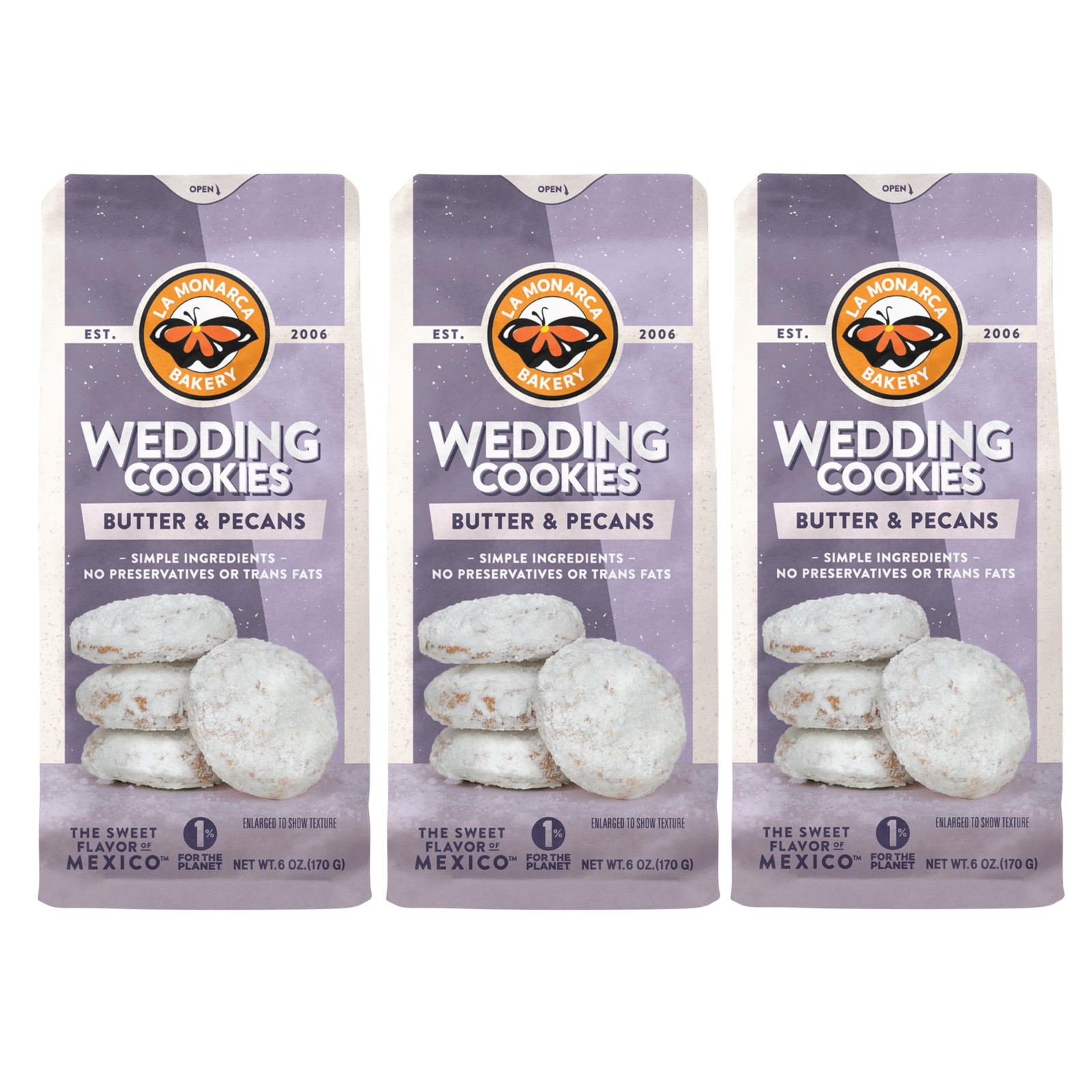 Mexican Wedding Cookies - 3 Pack, 6 Ounces of Buttery Pecan Treats gallery
