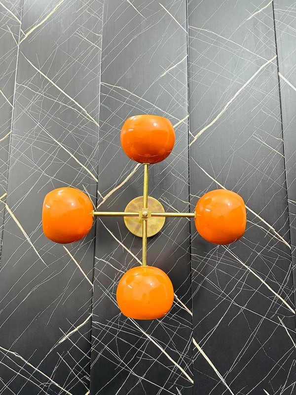 Modern Brass Sputnik Wall Sconce Orange Mid-Century Light Fixture Retro Decor gallery