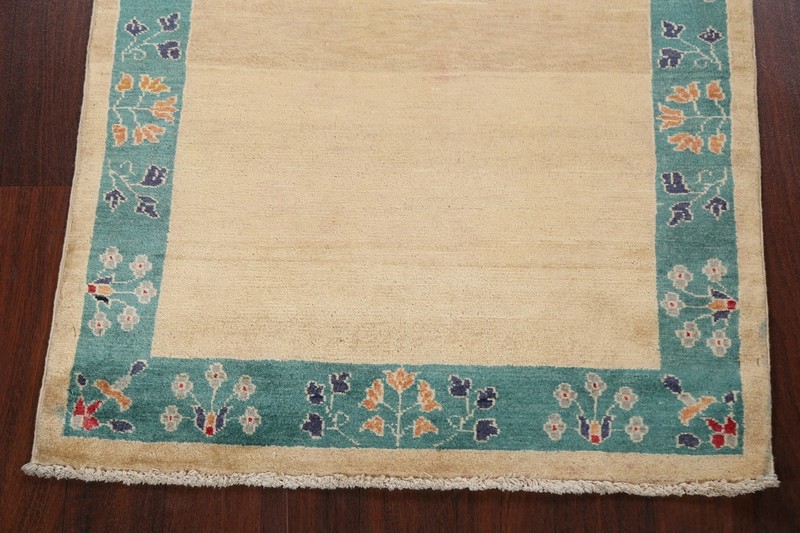 IVORY Bordered Gabbeh Kashkoli Oriental Area Rug Hand-knotted Wool Carpet 3'x5' gallery