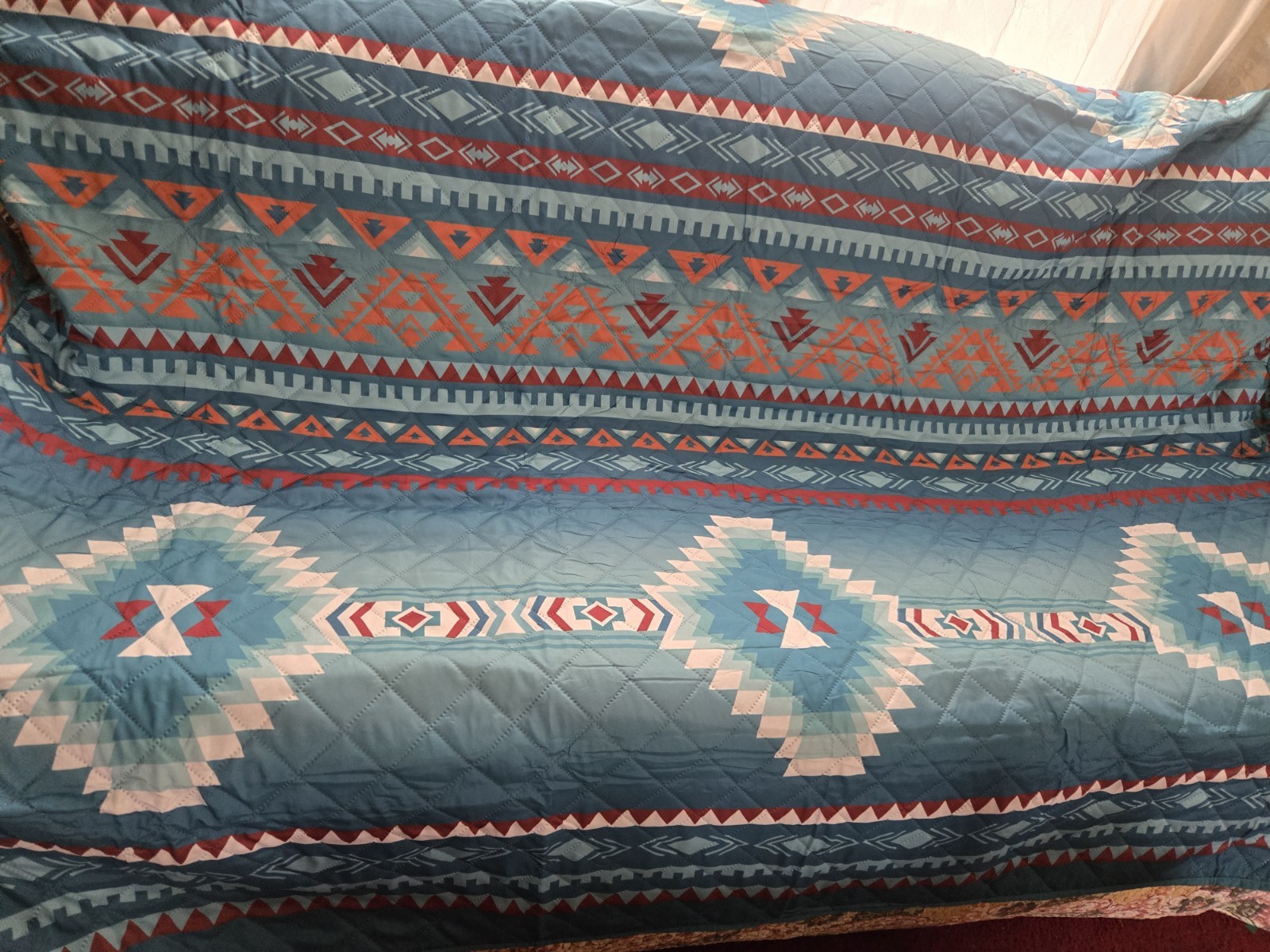 Turquoise South Western 6 Pocket Sofa Cover/ Protector NEW' 110 X 75 IN gallery