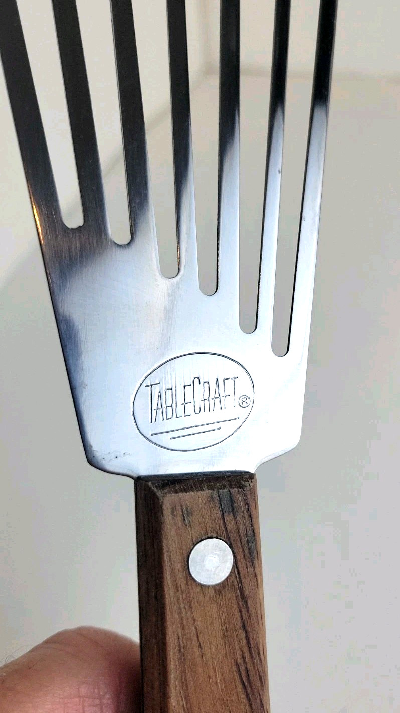 TableCraft® Stainless Steel Fish Turner with Wooden Handle, 11" Long - NEW gallery