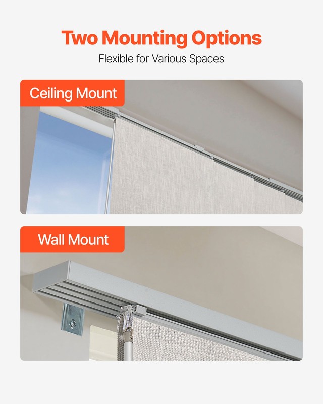 VEVOR Panel Track Blinds Extendable Track from 45.8 in to 86 in W Trimmable gallery