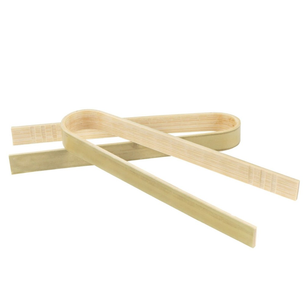 Buffet Serving | 3.9" Bamboo Disposable Tongs | BambooMN