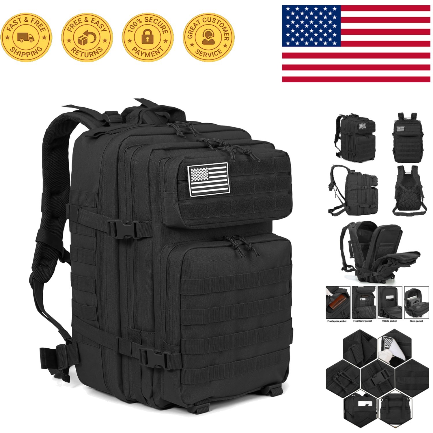 45L Hiking Backpack: External Strap Design for Outdoor Adventures