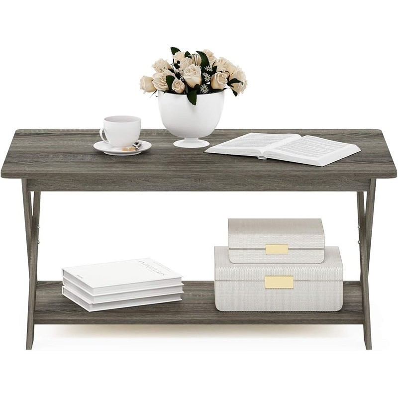 Stylish Engineered Wood Coffee Table W/ Storage Display Space Easy Assembly New gallery