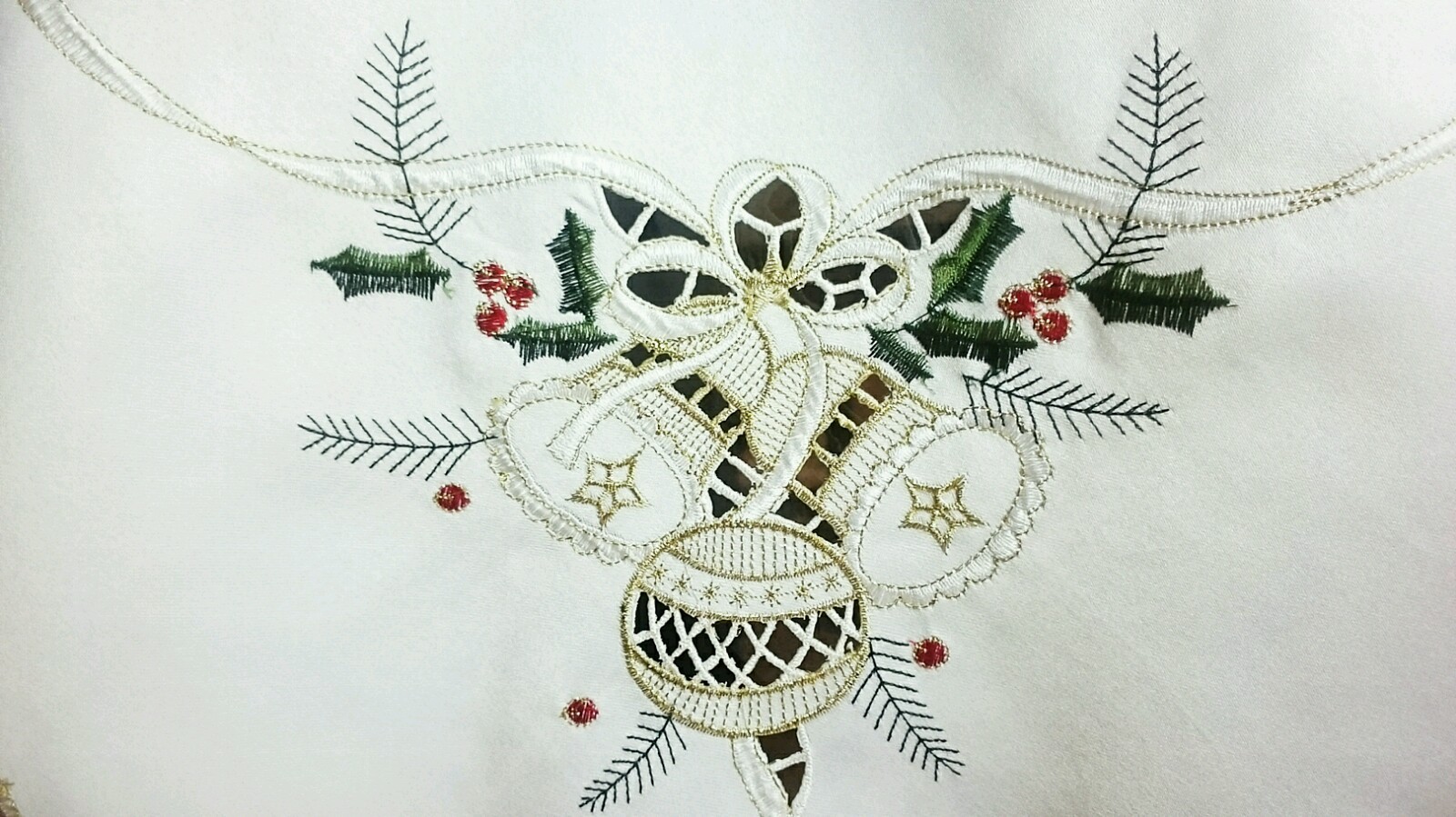 54x72" Embroidery Cutwork Christmas Embroidered Tablecloth Napkins Elegantlinen gallery