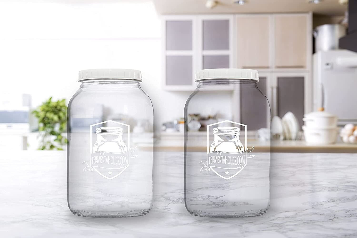 Printed Kombucha Jar 2 Pack - 1 Gallon Glass Jars for Homebrewing, Storage gallery