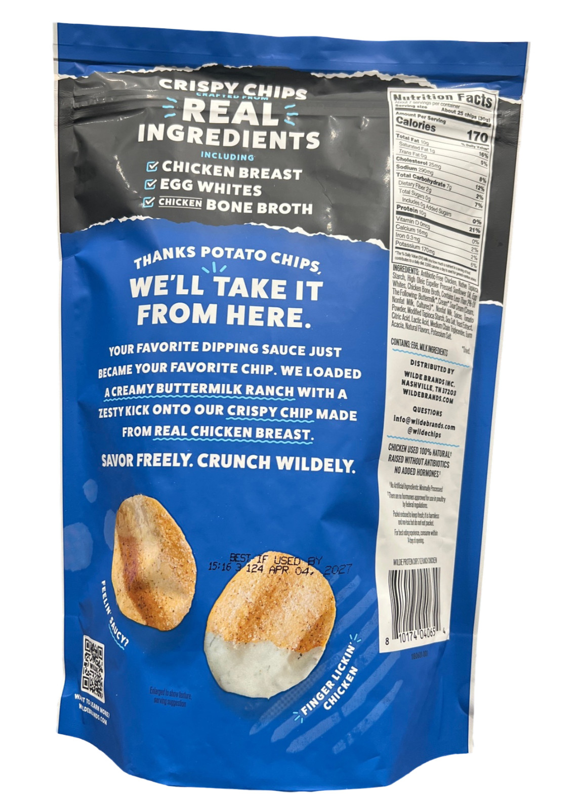 Wilde Protein Chips Buttermilk Ranch Flavor, Crispy Protein Chips, 7 oz gallery