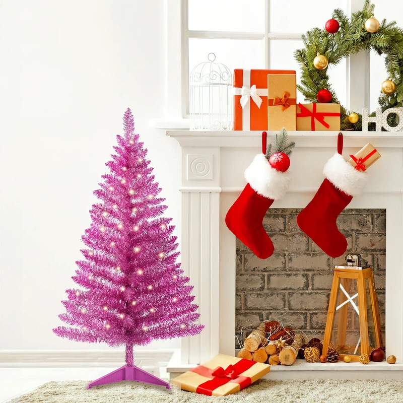 4ft Lighted Artificial Mini Christmas Tree with 50 Light Pink Small Xmas Tree gallery