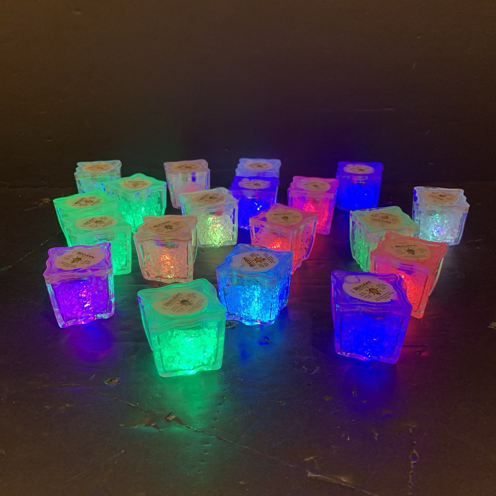 LiteCubes Lot of 19 MultiMode Rainbow LED Light up Ice Cubes gallery