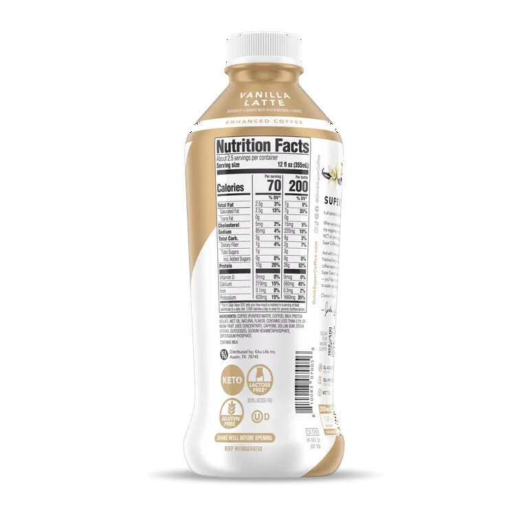 Kitu Super Coffee Vanilla Latte Iced Coffee, Positive Energy 32 oz gallery