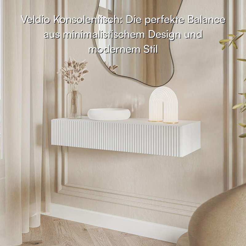 Console Table Veldio, 90 cm, White gallery